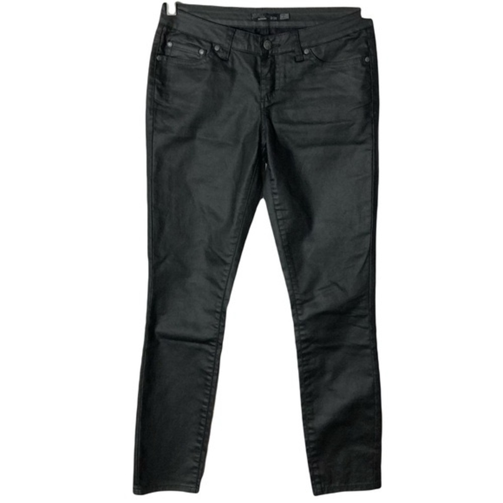 Nwot Prana Pants 2/26 Jett Black Wax Coated Skimmy Slim Mid Rise